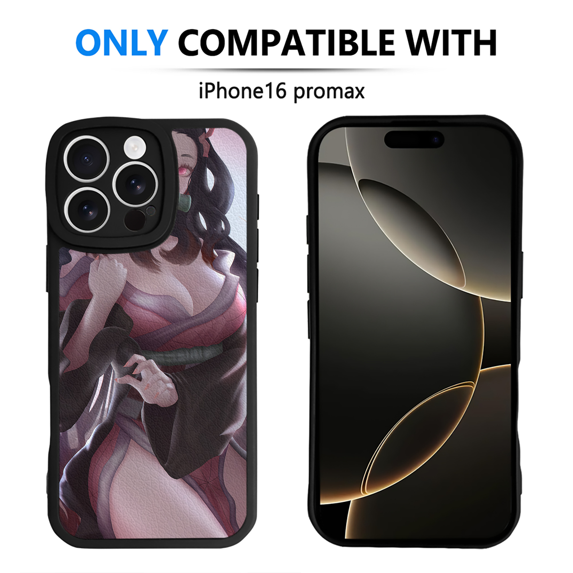（画像用） 鬼滅の刃（きめつのやいば）竈門 禰󠄀豆子／かまど ねずこ Kamado Nezuko 【iPhone 16シリーズ対応】シリコンスマホケース（レザー調） 材質：シリコン